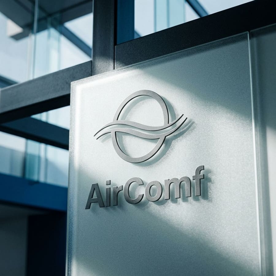 AirComf identity for a climate appliance and ventilation manufacturer